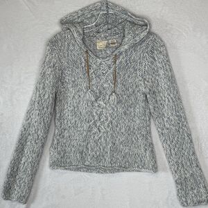Sheep by Next Era Sweater Chunky Knit Hooded Sweater Women's Medium Tassels